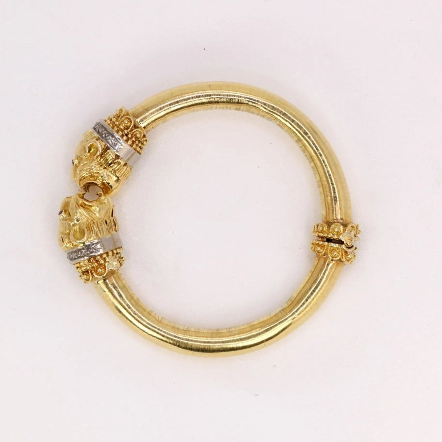 Bracelet ZOLOTAS tête de félins or rubis diamants - Castafiore