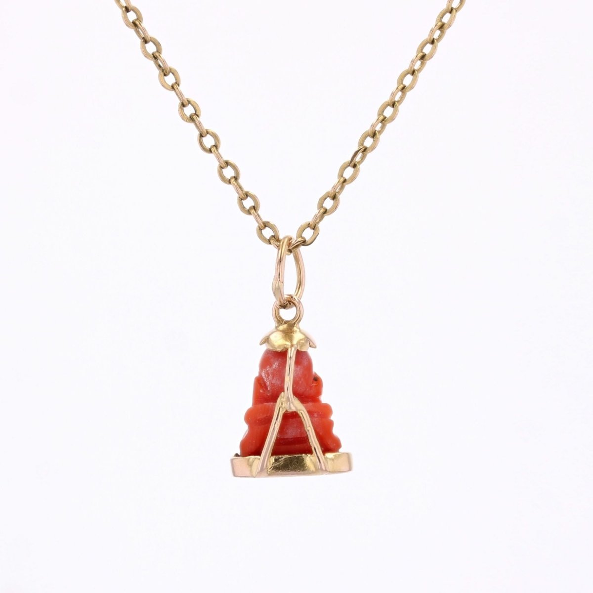 Breloque Bouddha corail et or - Castafiore