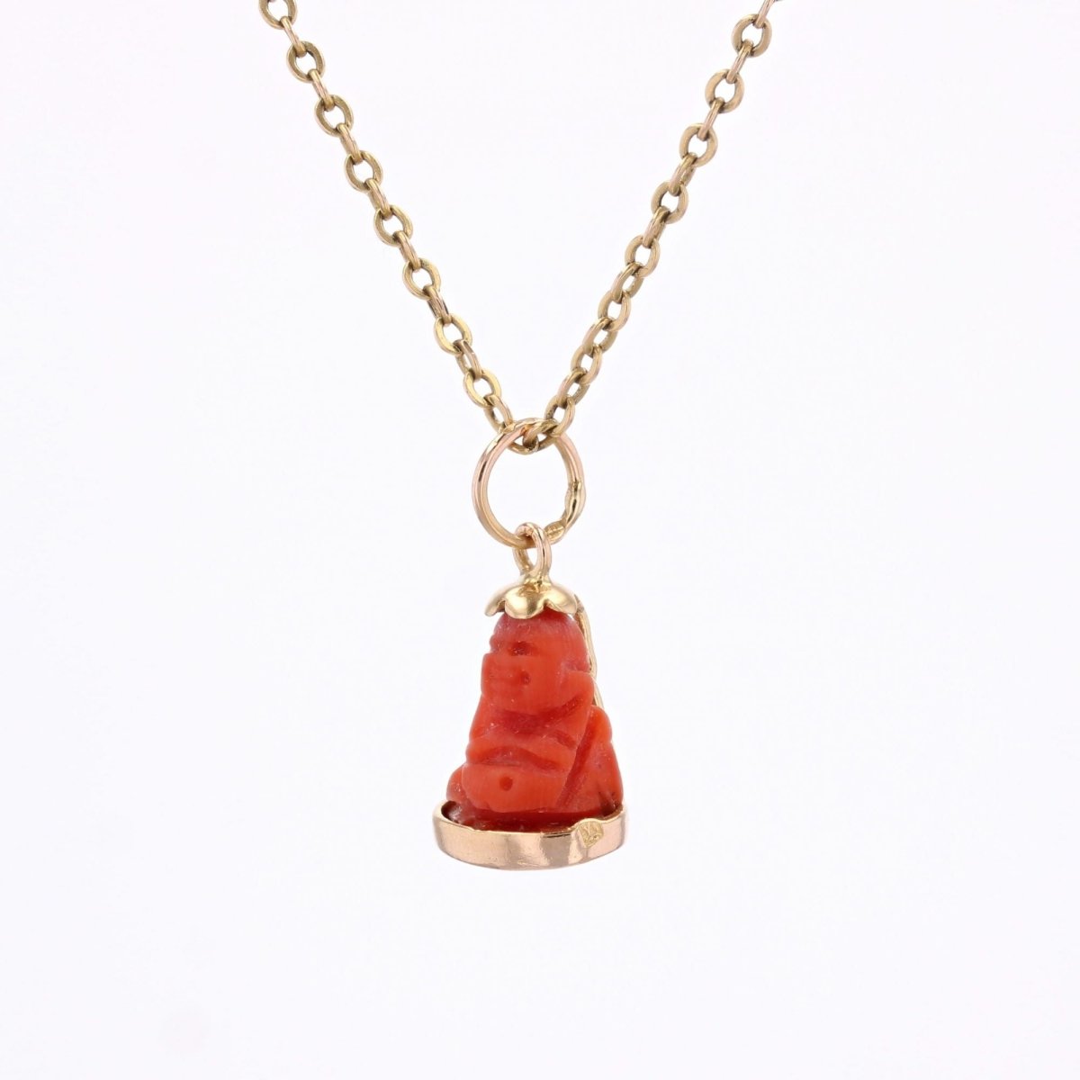 Breloque Bouddha corail et or - Castafiore