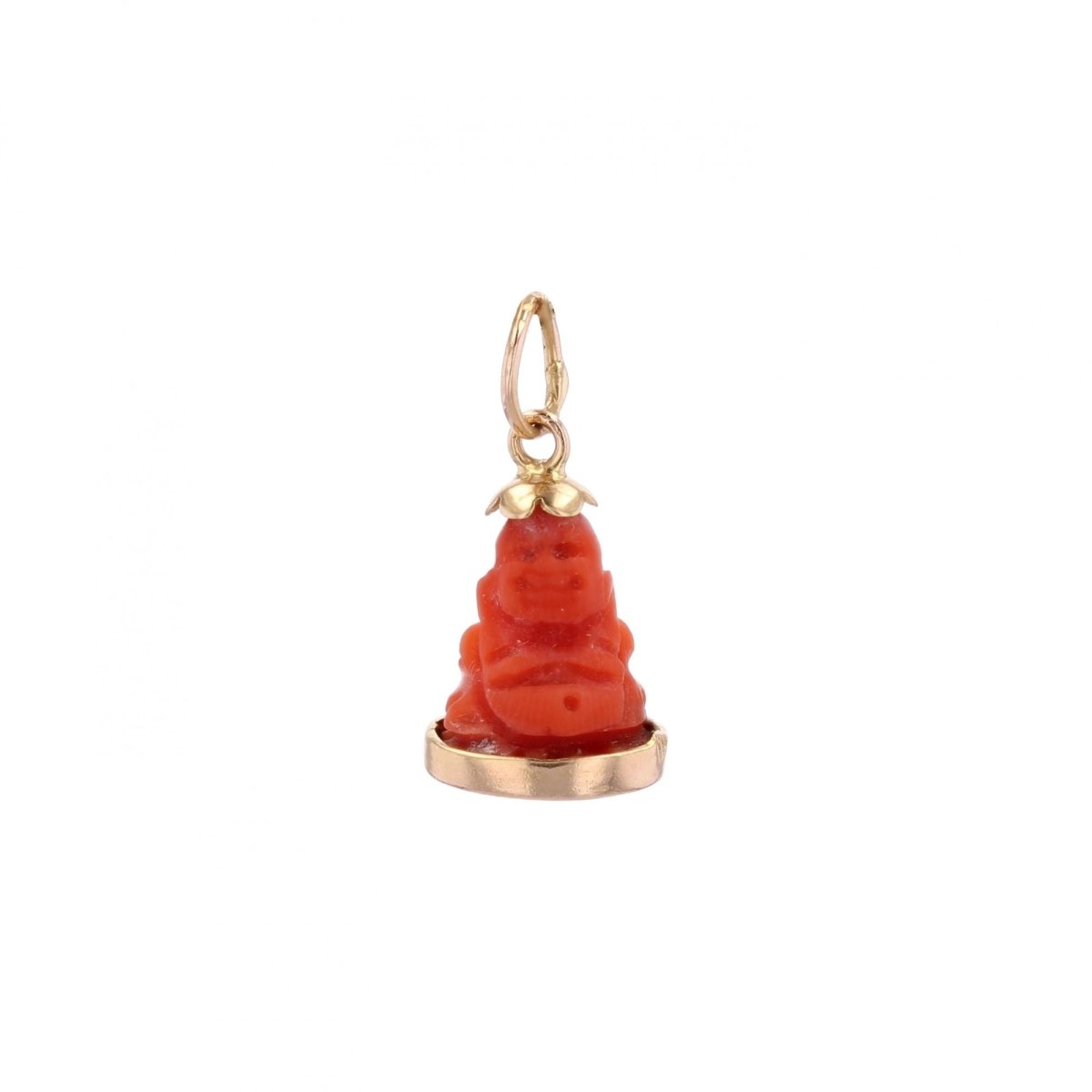 Breloque Bouddha corail et or - Castafiore