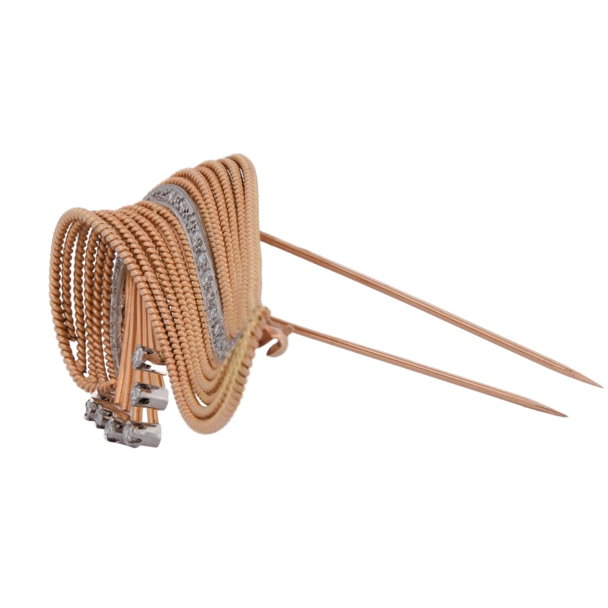 Broce Clip en or jaune et diamants - Castafiore