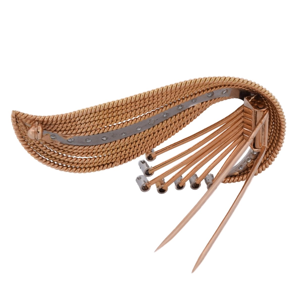 Broce Clip en or jaune et diamants - Castafiore