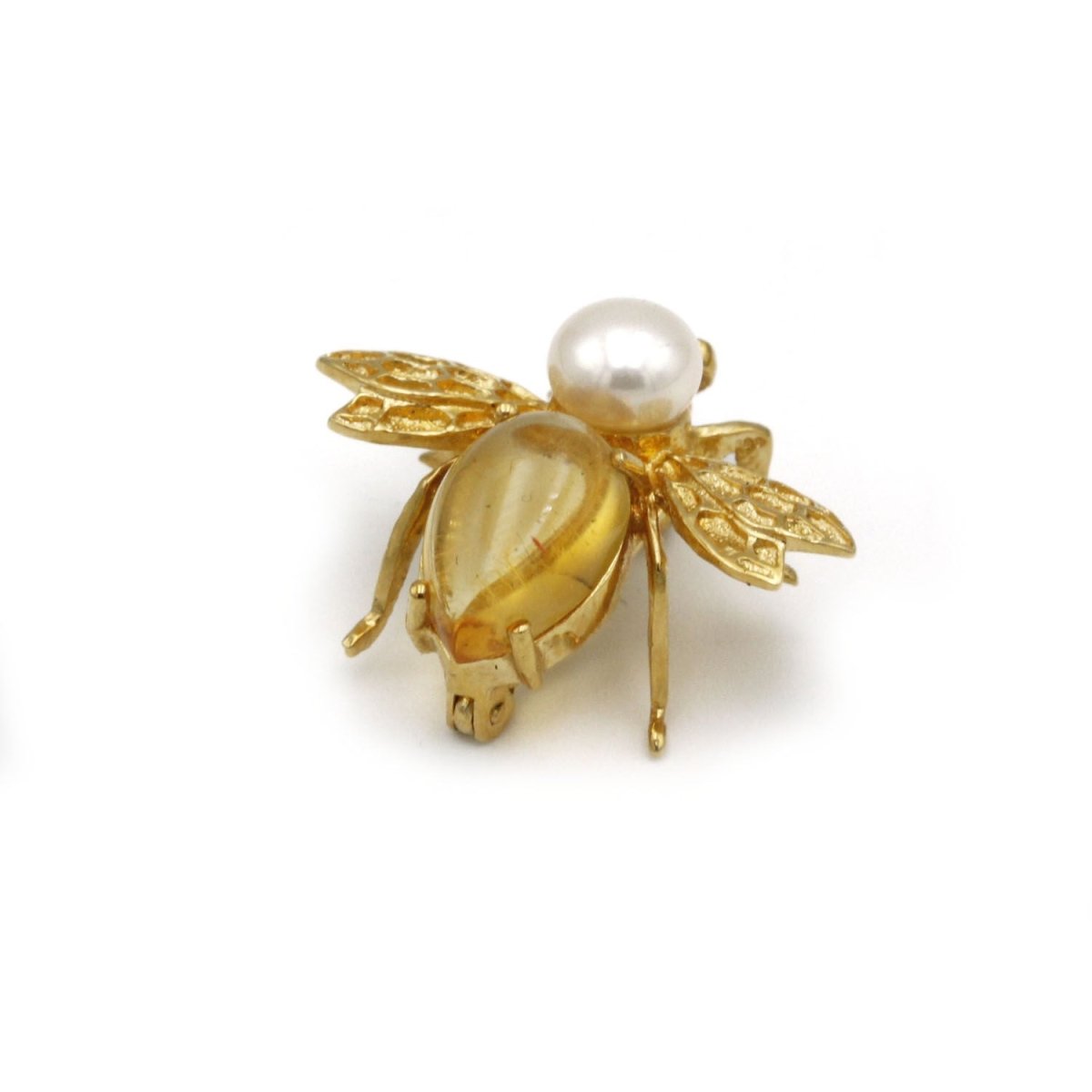 Broche Abeille - Or, Citrine & Perle - Castafiore