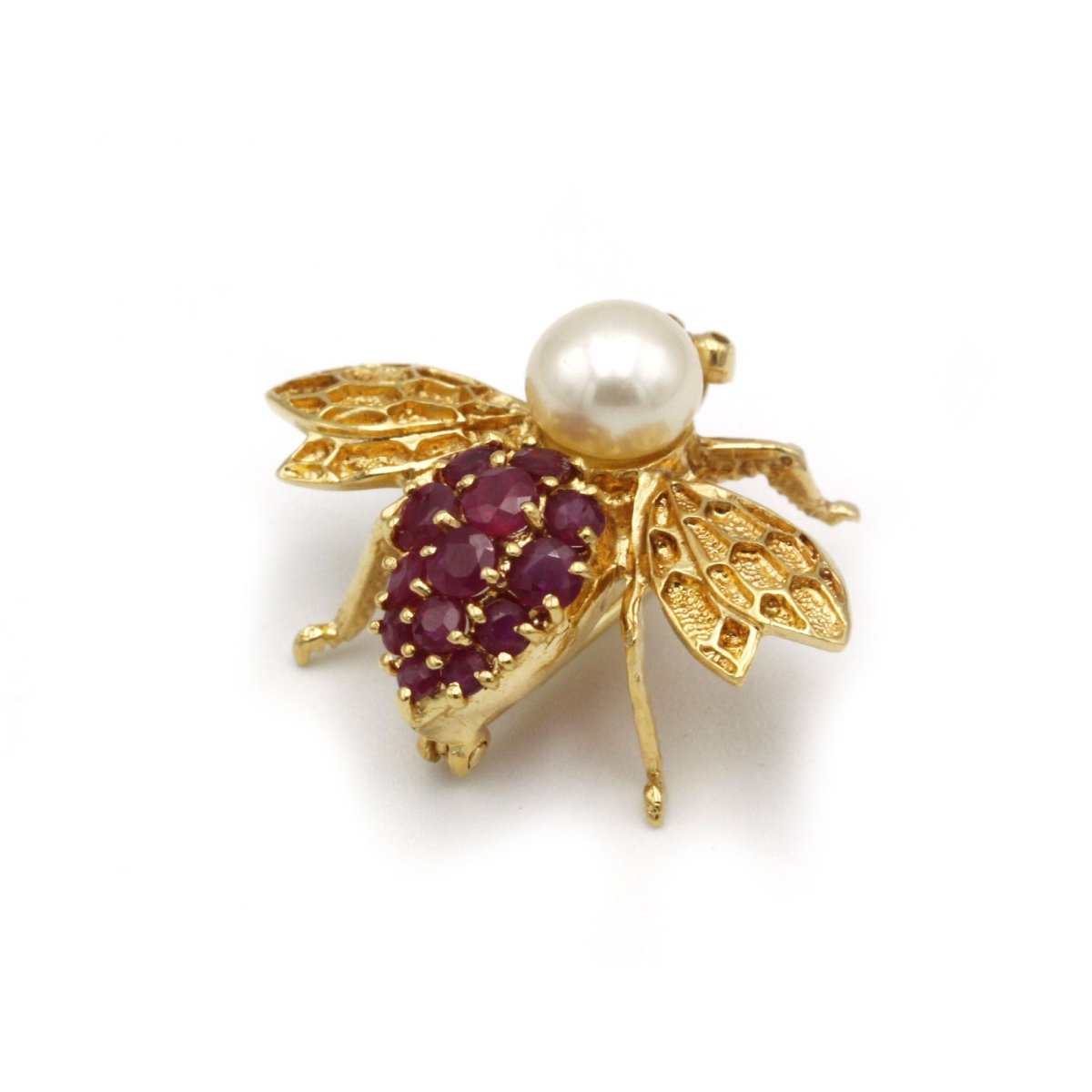 Broche Abeille - Or, rubis & perle - Castafiore
