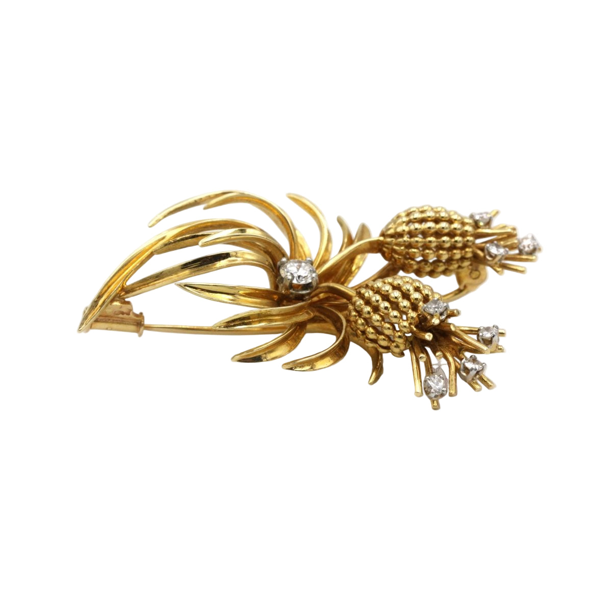 Broche ANANAS en or jaune et platine avec diamants - Castafiore