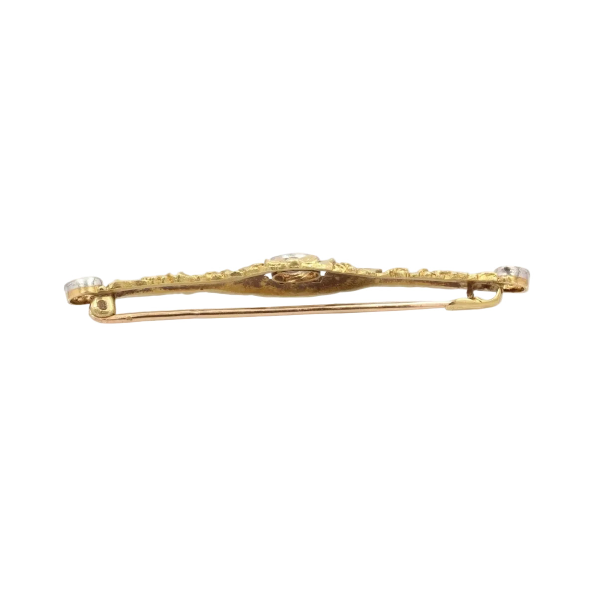 Broche ANCIENNE 3 diamants en or jaune - Castafiore