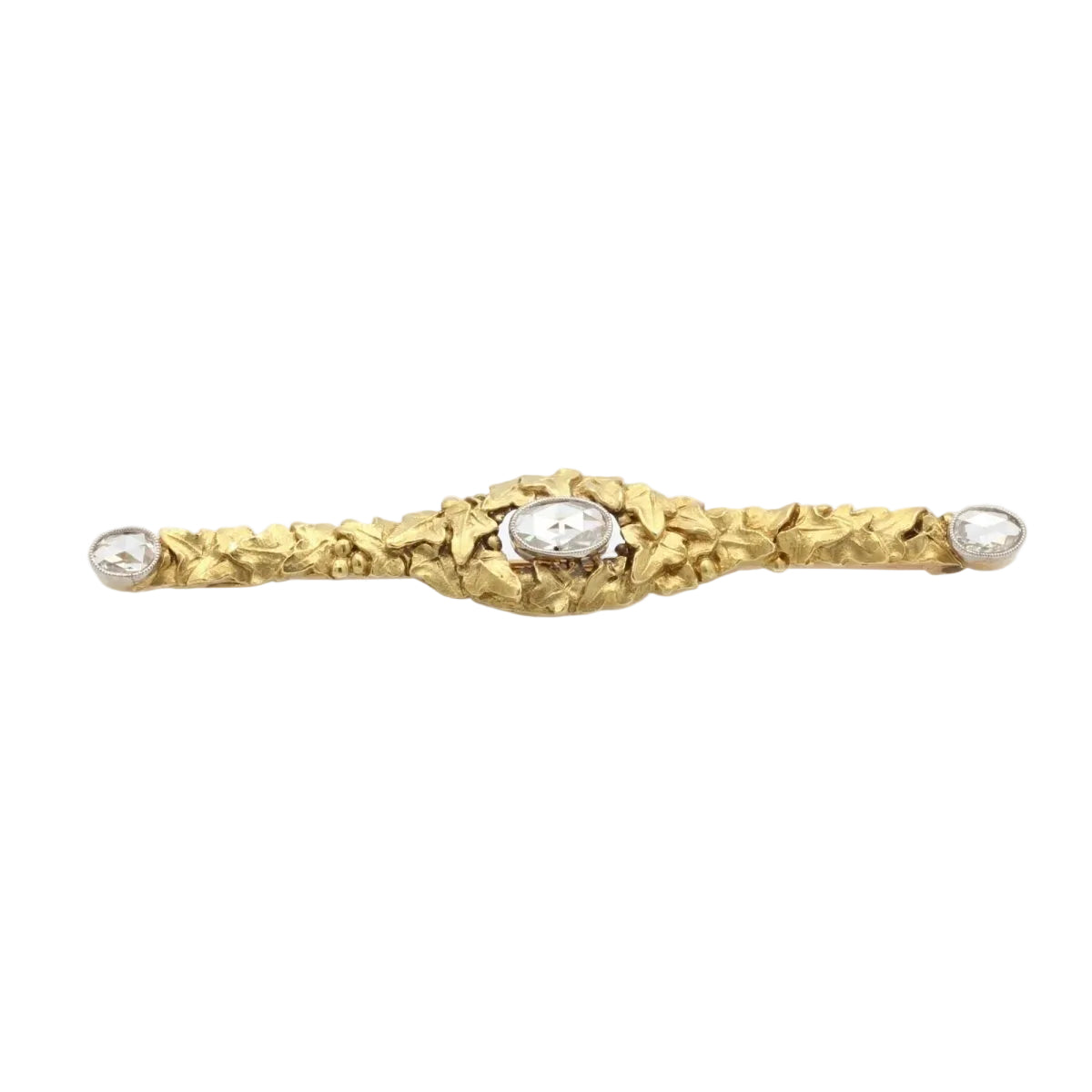 Broche ANCIENNE 3 diamants en or jaune - Castafiore