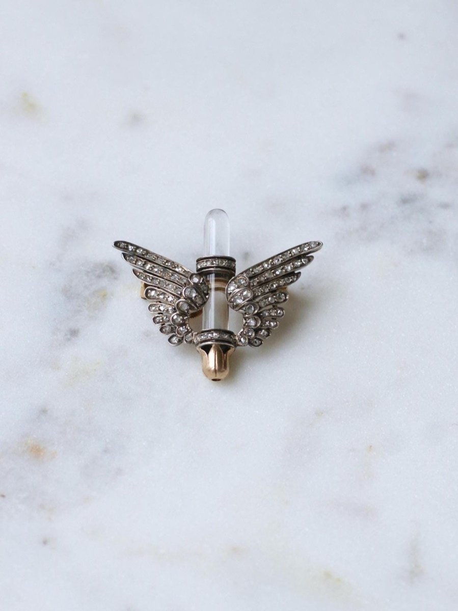 Broche Ancienne Ailes Diamants et Cristal de Roche - Castafiore