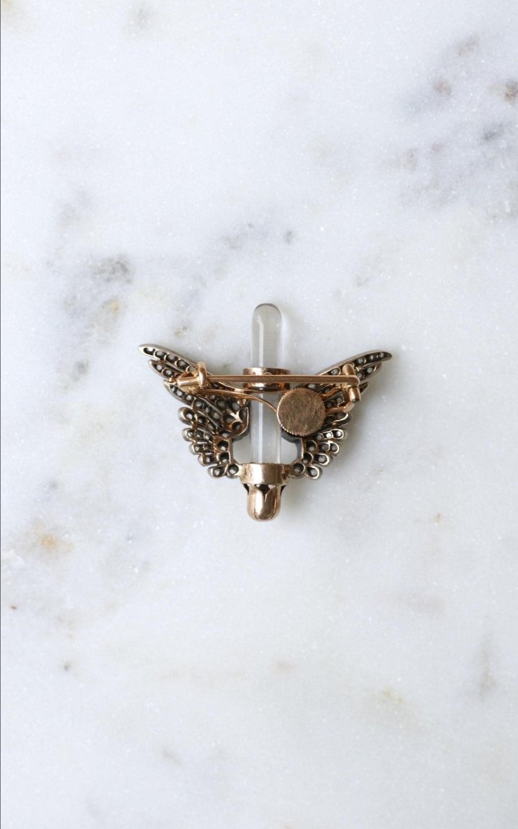 Broche Ancienne Ailes Diamants et Cristal de Roche - Castafiore