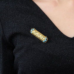 Broche ancienne art nouveau roses en or et émail - Castafiore