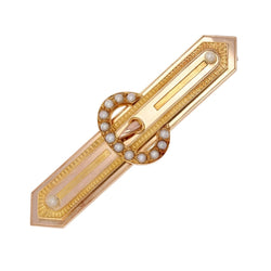Broche ANCIENNE Boucle ceinture en or rose et perles fines - Castafiore
