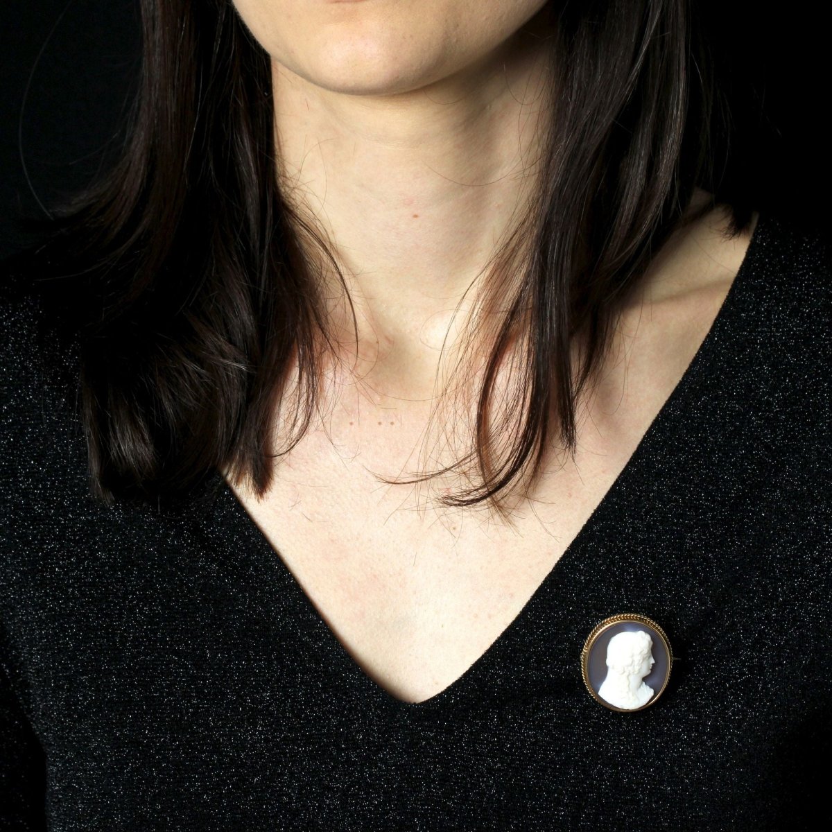 Broche ancienne camée sur Agate - Castafiore