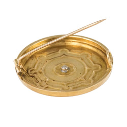 Broche ANCIENNE Corail email en or jaune et diamant - Castafiore