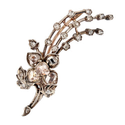 Broche ancienne diamants branche fleurie - Castafiore