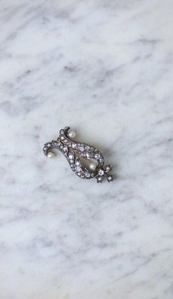 Broche ancienne diamants et perles - Castafiore