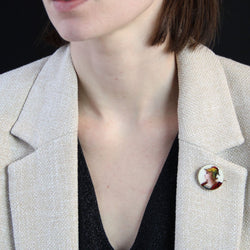 Broche ANCIENNE Émail en or jaune et diamants - Castafiore