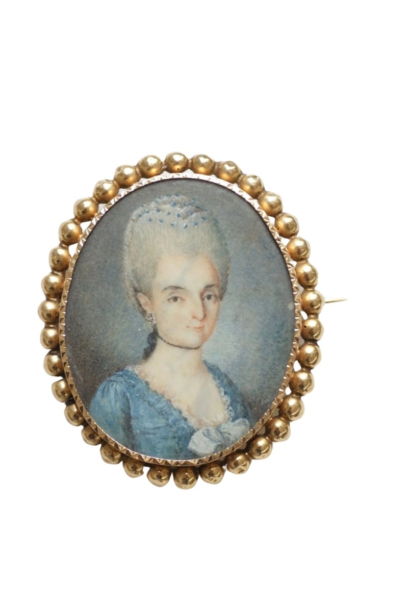 Broche ancienne en or et portrait miniature - Castafiore