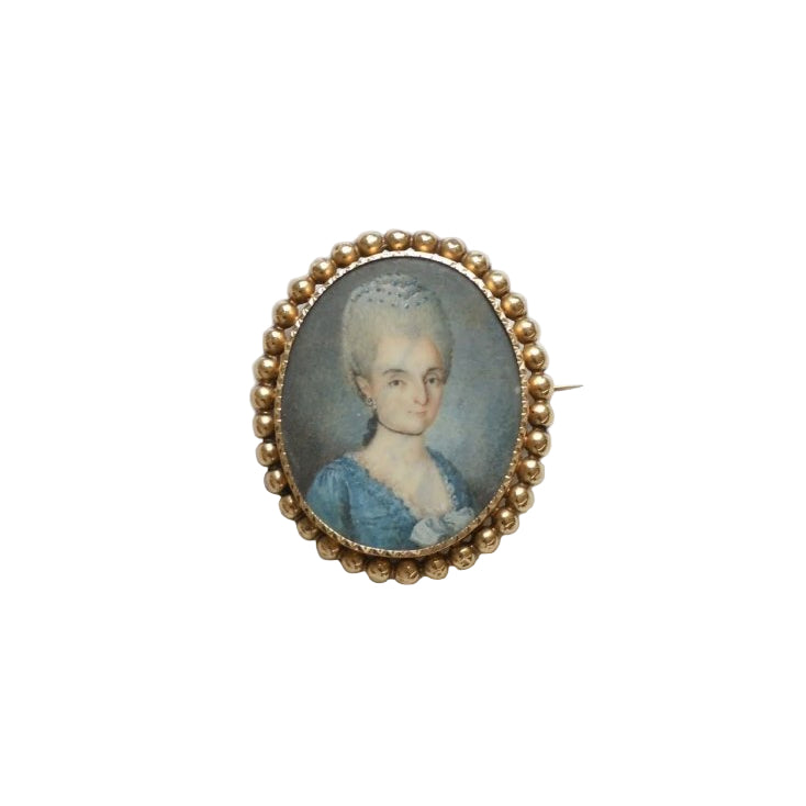 Broche ancienne en or et portrait miniature - Castafiore