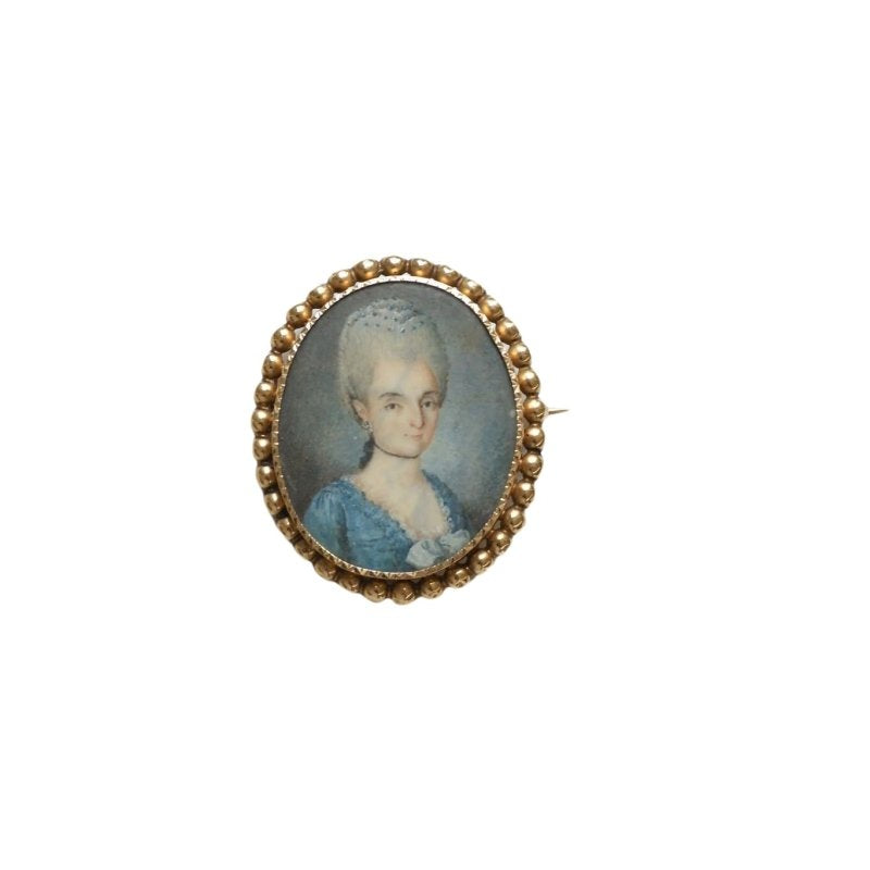 Broche ancienne en or et portrait miniature - Castafiore