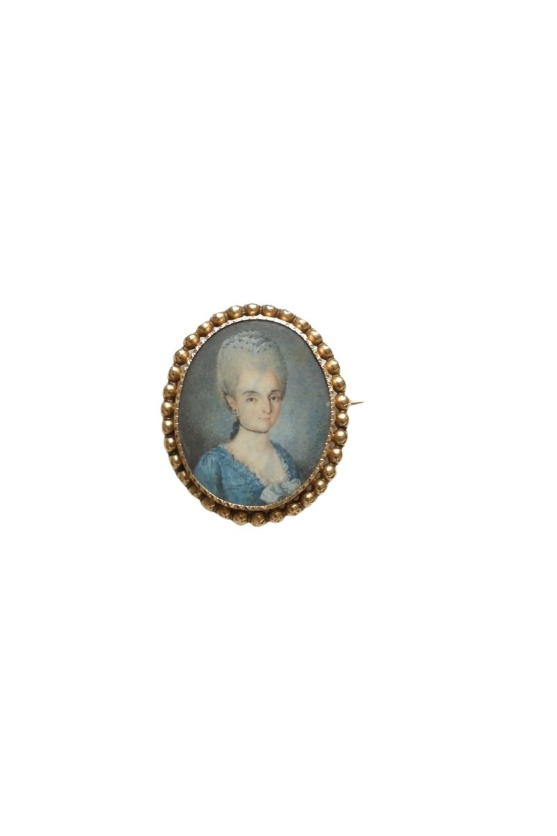 Broche ancienne en or et portrait miniature - Castafiore