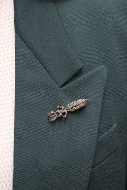 Broche ancienne épi de blé en or, argent et perles fines - Castafiore