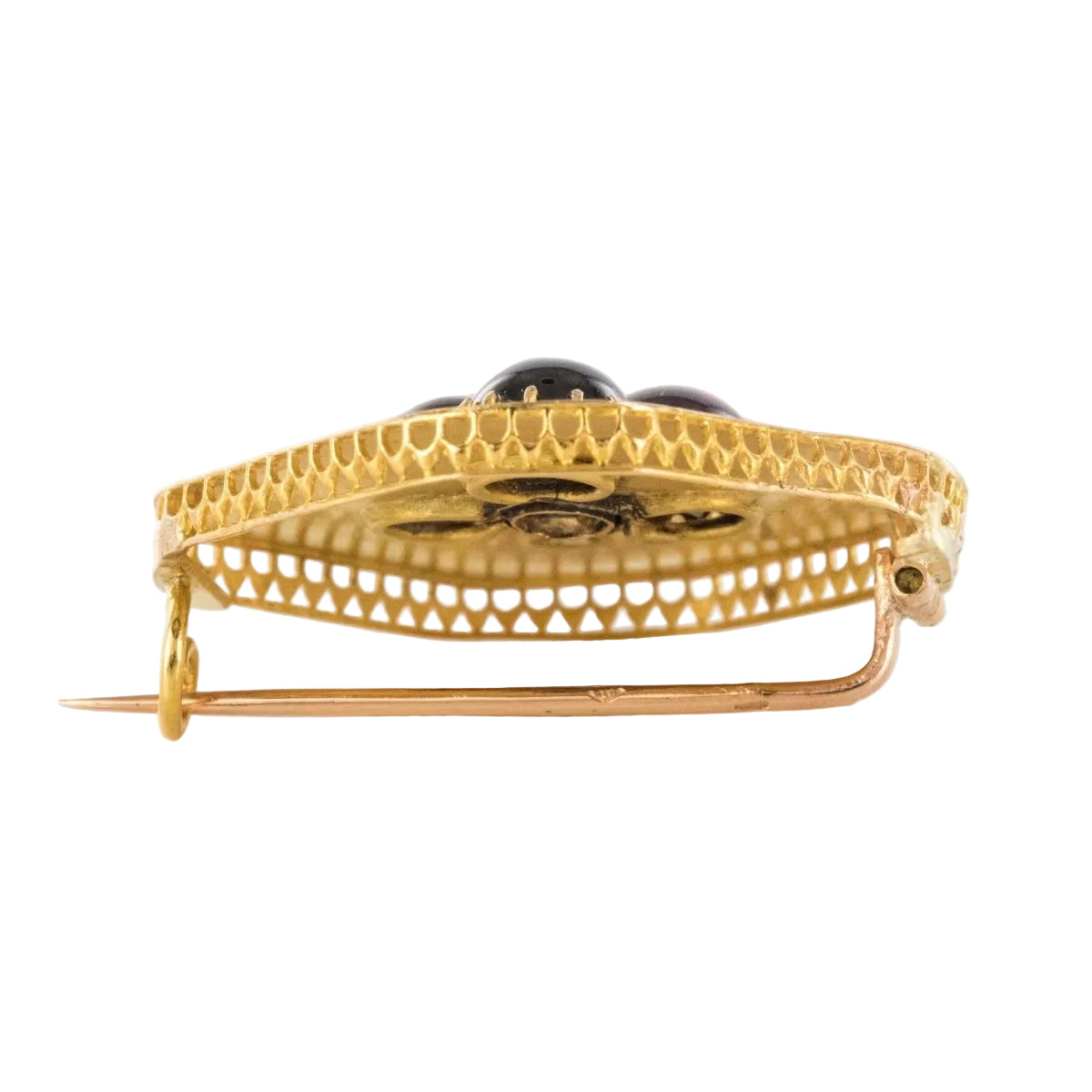 Broche ANCIENNE Grenats cabochons en or jaune - Castafiore