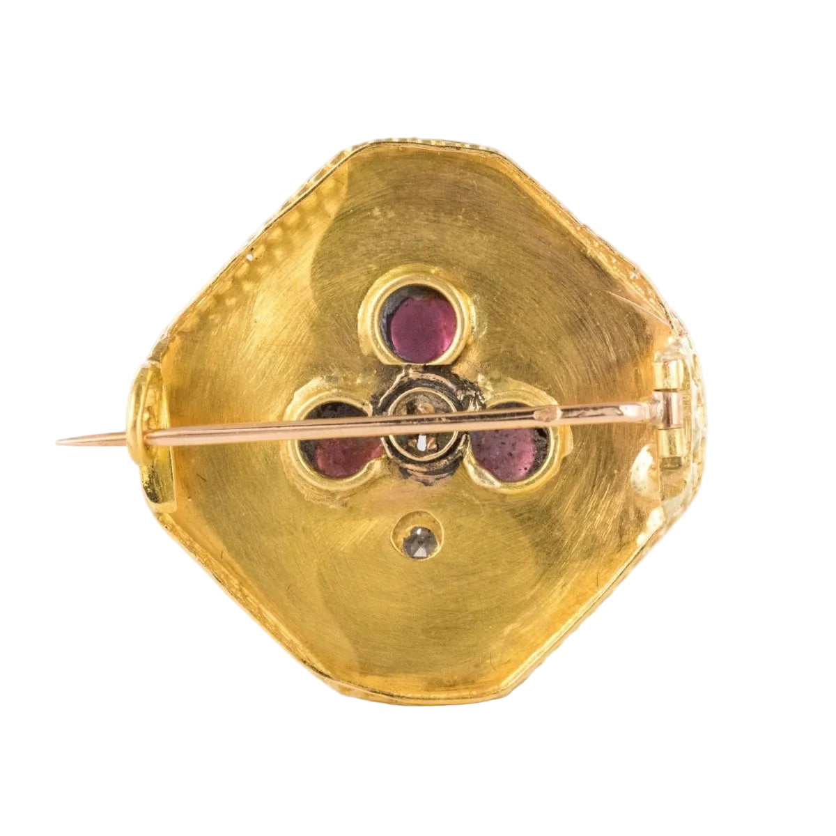 Broche ANCIENNE Grenats cabochons en or jaune - Castafiore