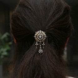 Broche ancienne guirlande or argent perles fines diamants taille ancienne - Castafiore