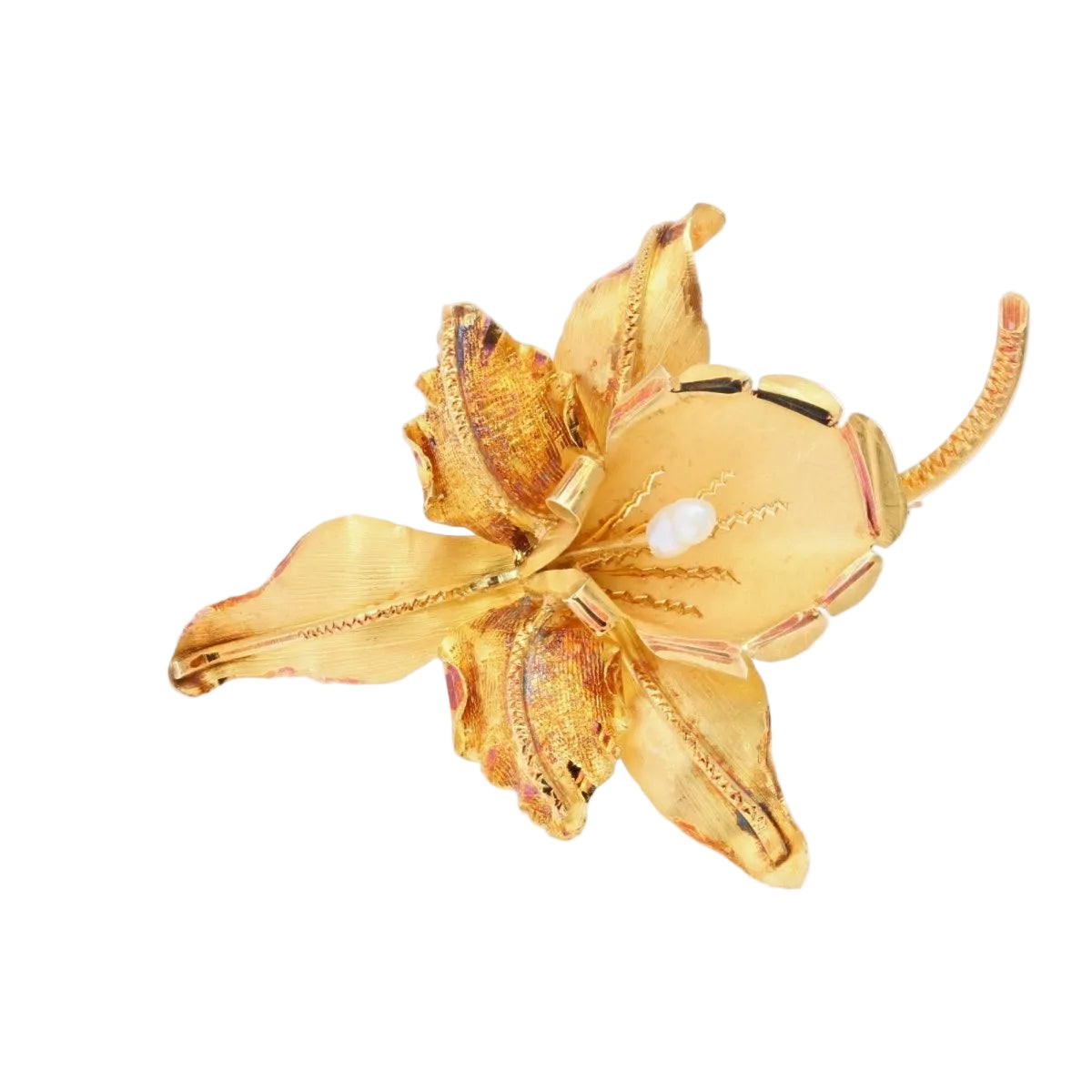 Broche ANCIENNE Lys en or jaune et perle - Castafiore