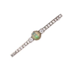 Broche ancienne opale et diamants art déco - Castafiore