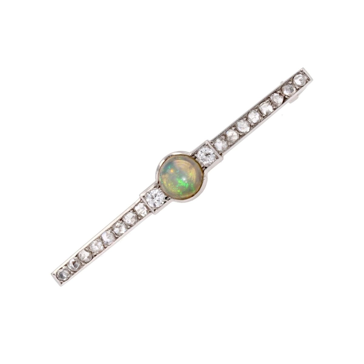 Broche ancienne opale et diamants art déco - Castafiore