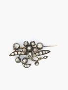 Broche Ancienne Or Argent Diamants Taillés en Rose - Castafiore