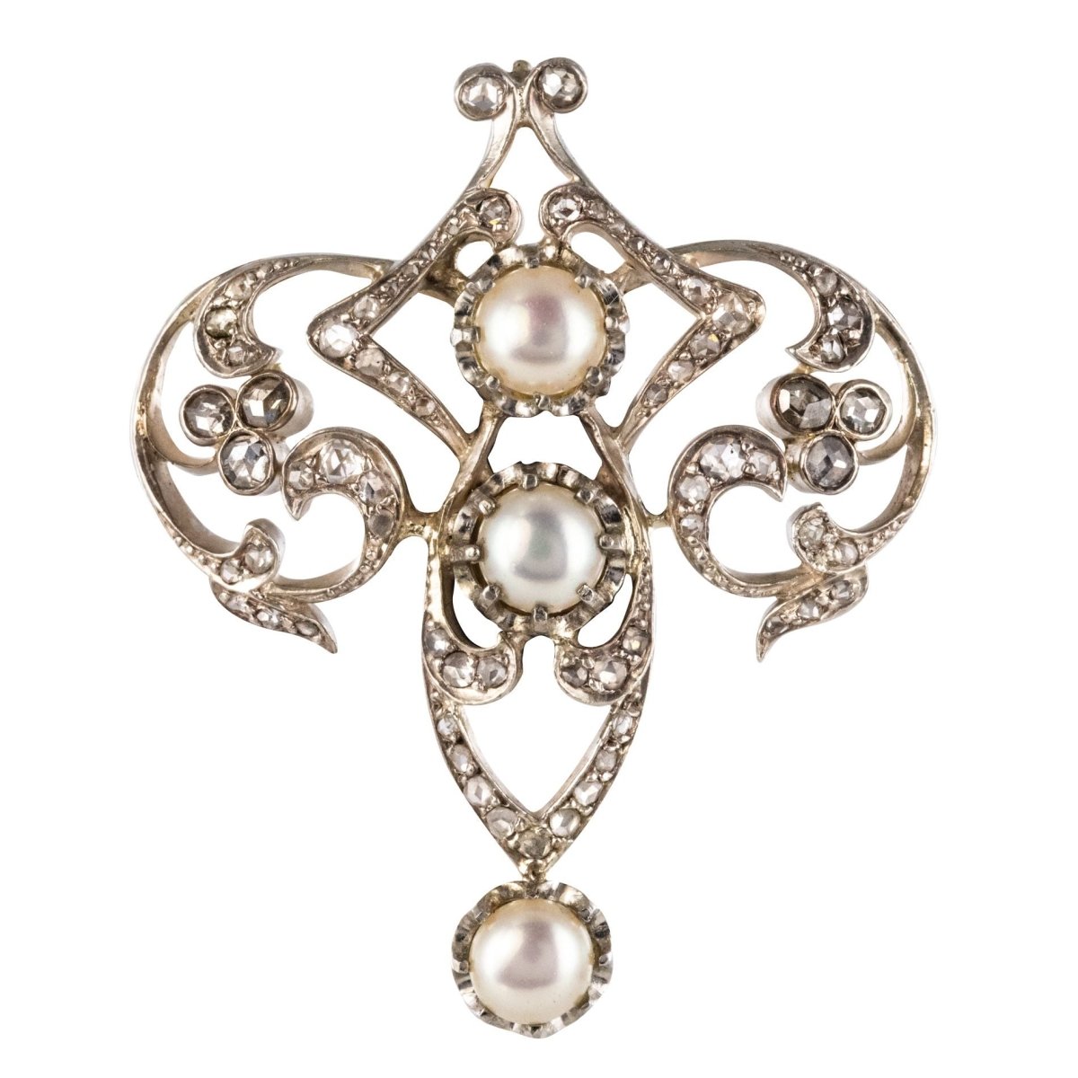 Broche ancienne Perles et Diamants - Castafiore