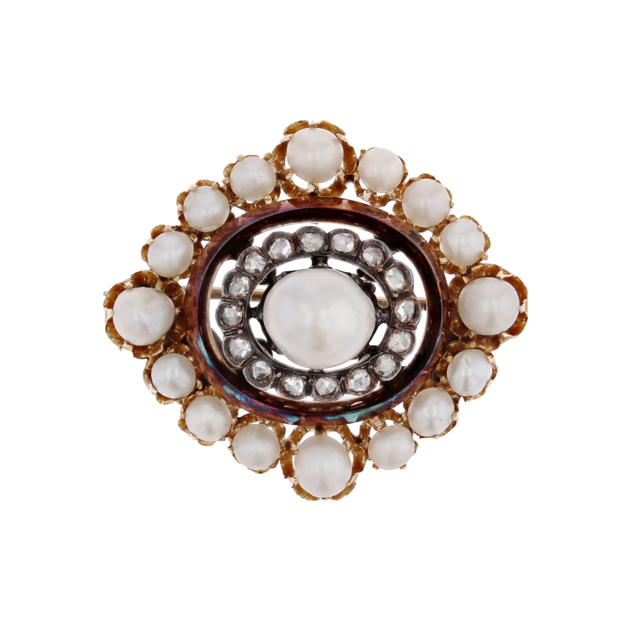 Broche ancienne perles fines et diamants