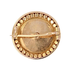 Broche ANCIENNE Ronde en or rose perles fines et diamant - Castafiore