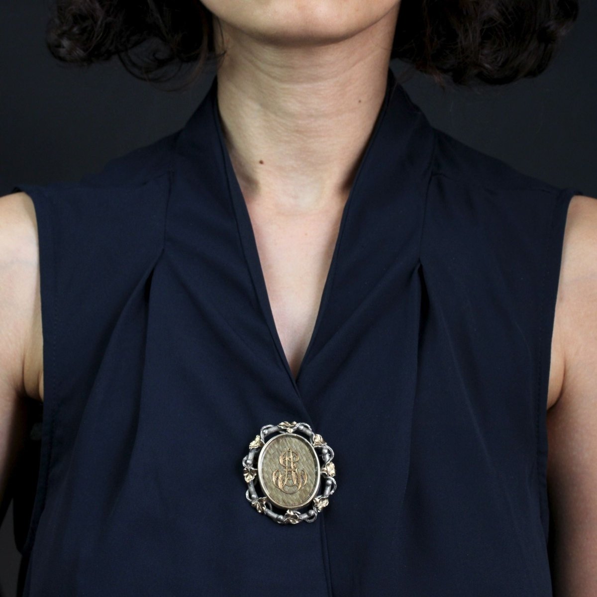 Broche ANCIENNE Souvenir en argent et or jaune - Castafiore