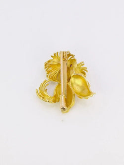 Broche animalière chien or jaune rubis - Castafiore