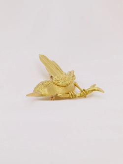 Broche animalière Oiseau or jaune diamant - Castafiore