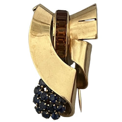 Broche Années 1940 en or jaune citrines saphirs - Castafiore