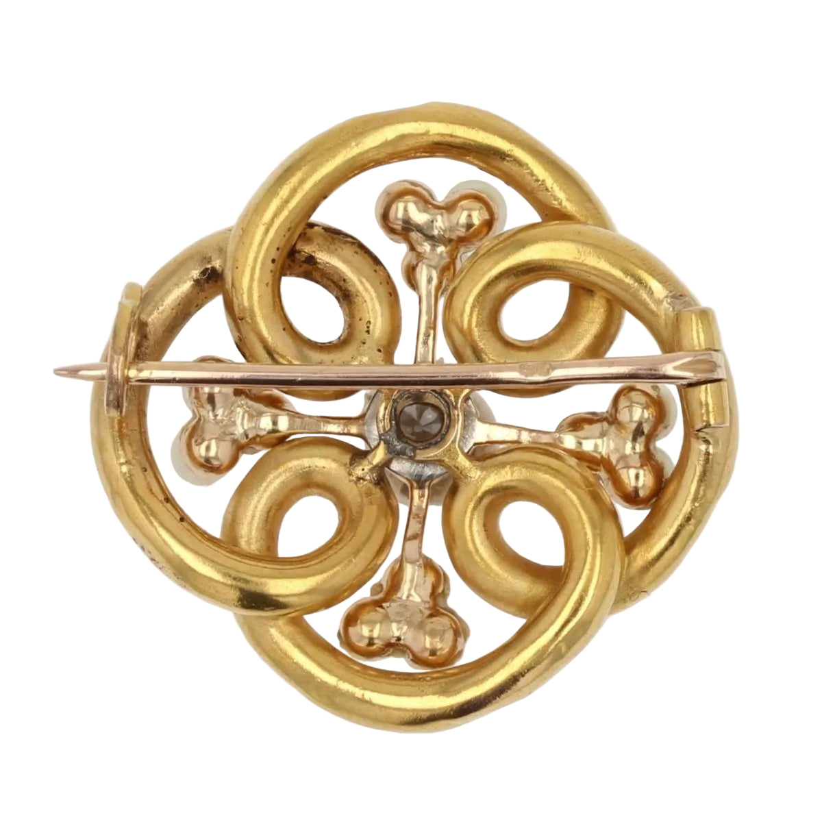Broche ANONYME Ancienne en or jaune perles fines et diamants - Castafiore