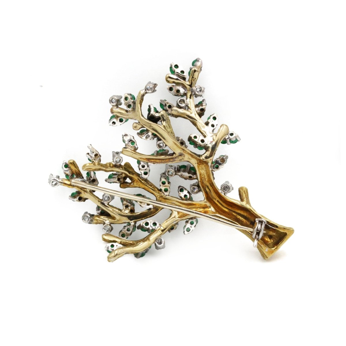Broche Arbre - Or jaune, Diamants & Emeraudes - Castafiore