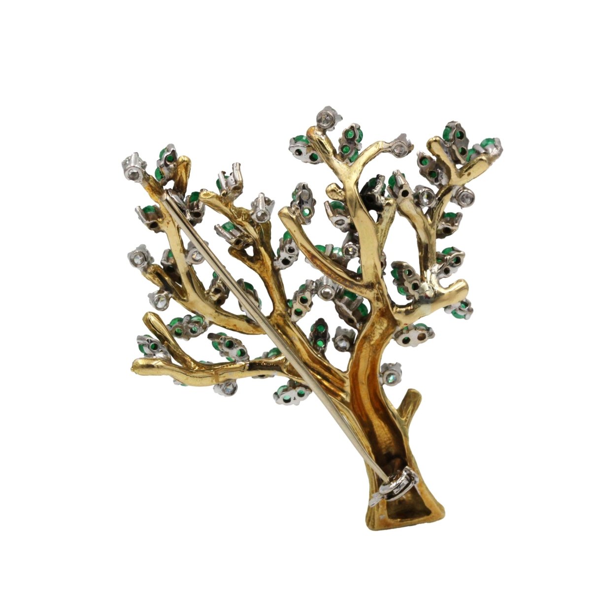 Broche Arbre - Or jaune, Diamants & Emeraudes - Castafiore