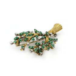 Broche Arbre - Or jaune, Diamants & Emeraudes - Castafiore
