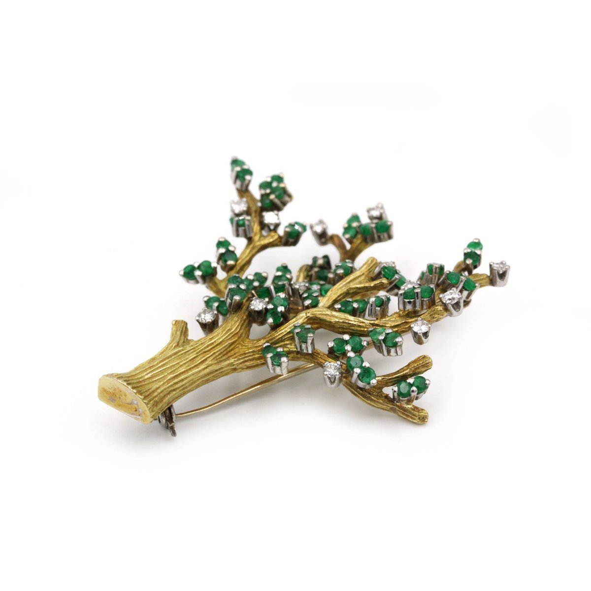 Broche Arbre - Or jaune, Diamants & Emeraudes - Castafiore