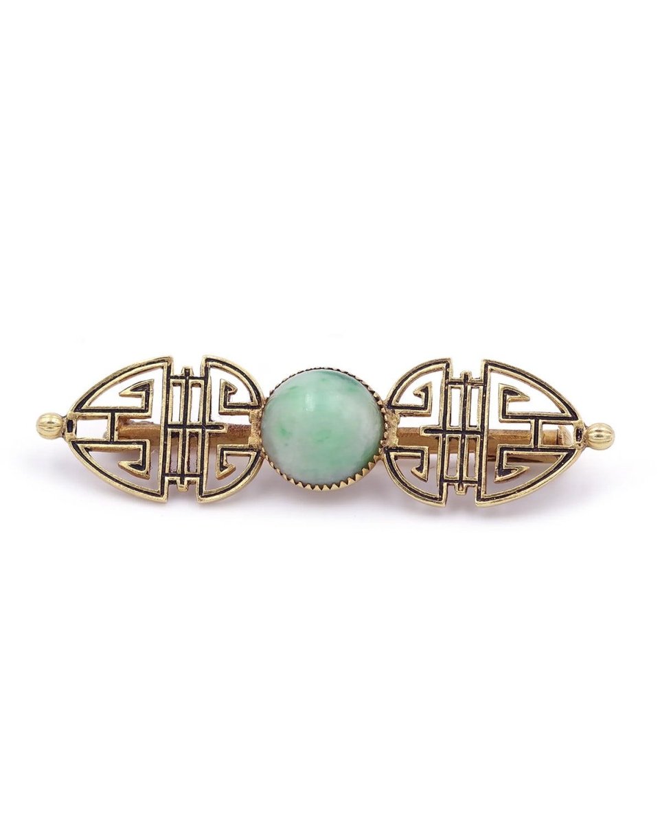 Broche Art Deco en or et jade - Castafiore