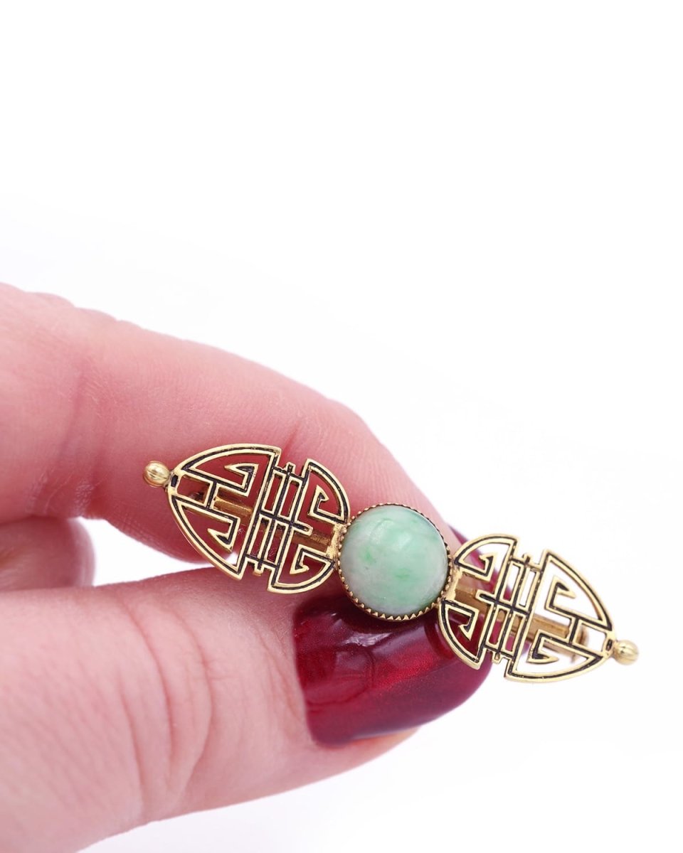 Broche Art Deco en or et jade - Castafiore