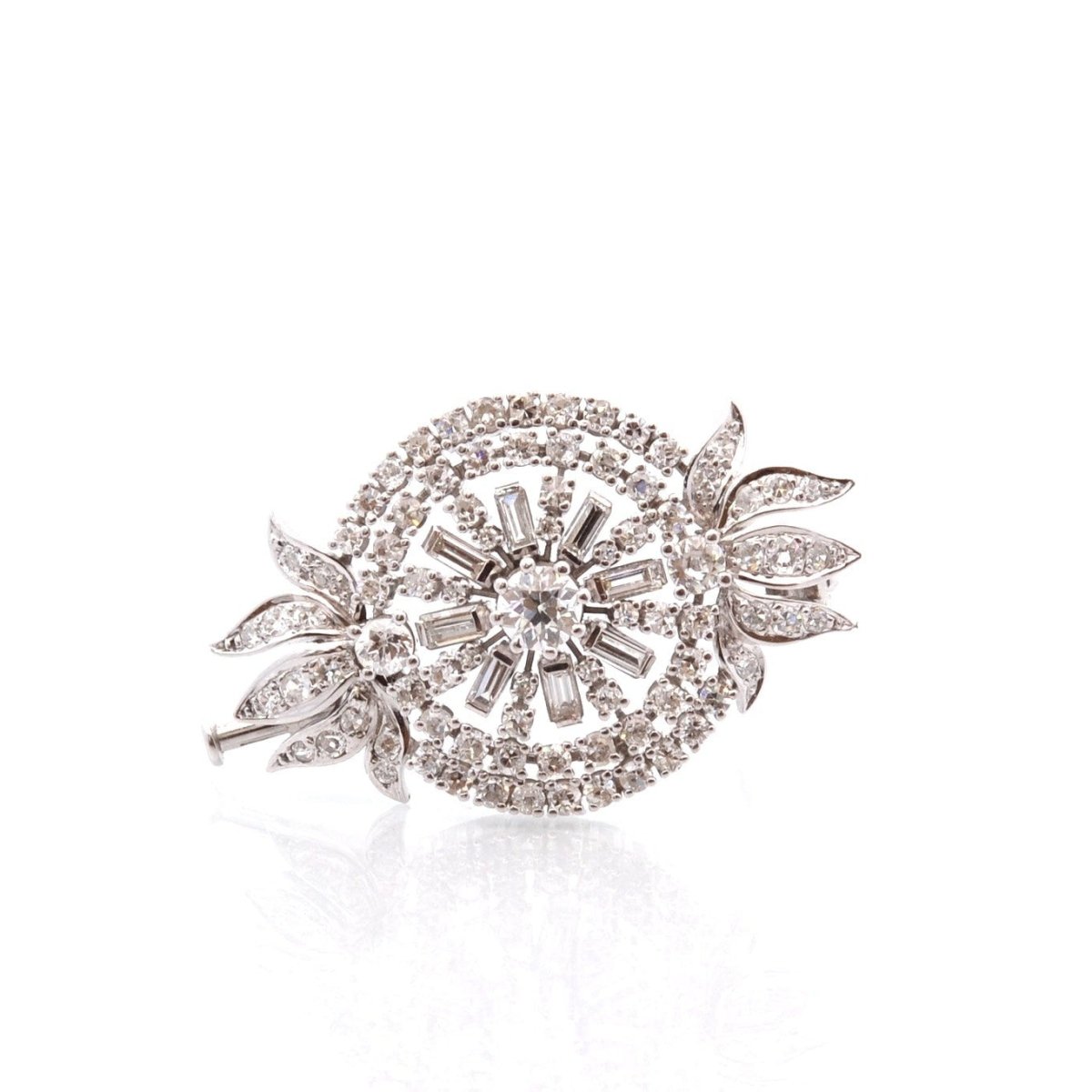 Broche Art Déco en platine et diamants - Castafiore