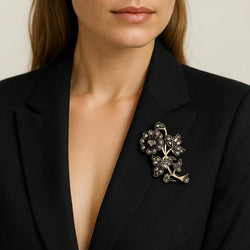 Broche ART DÉCO Floral en or et argent avec diamants - Castafiore