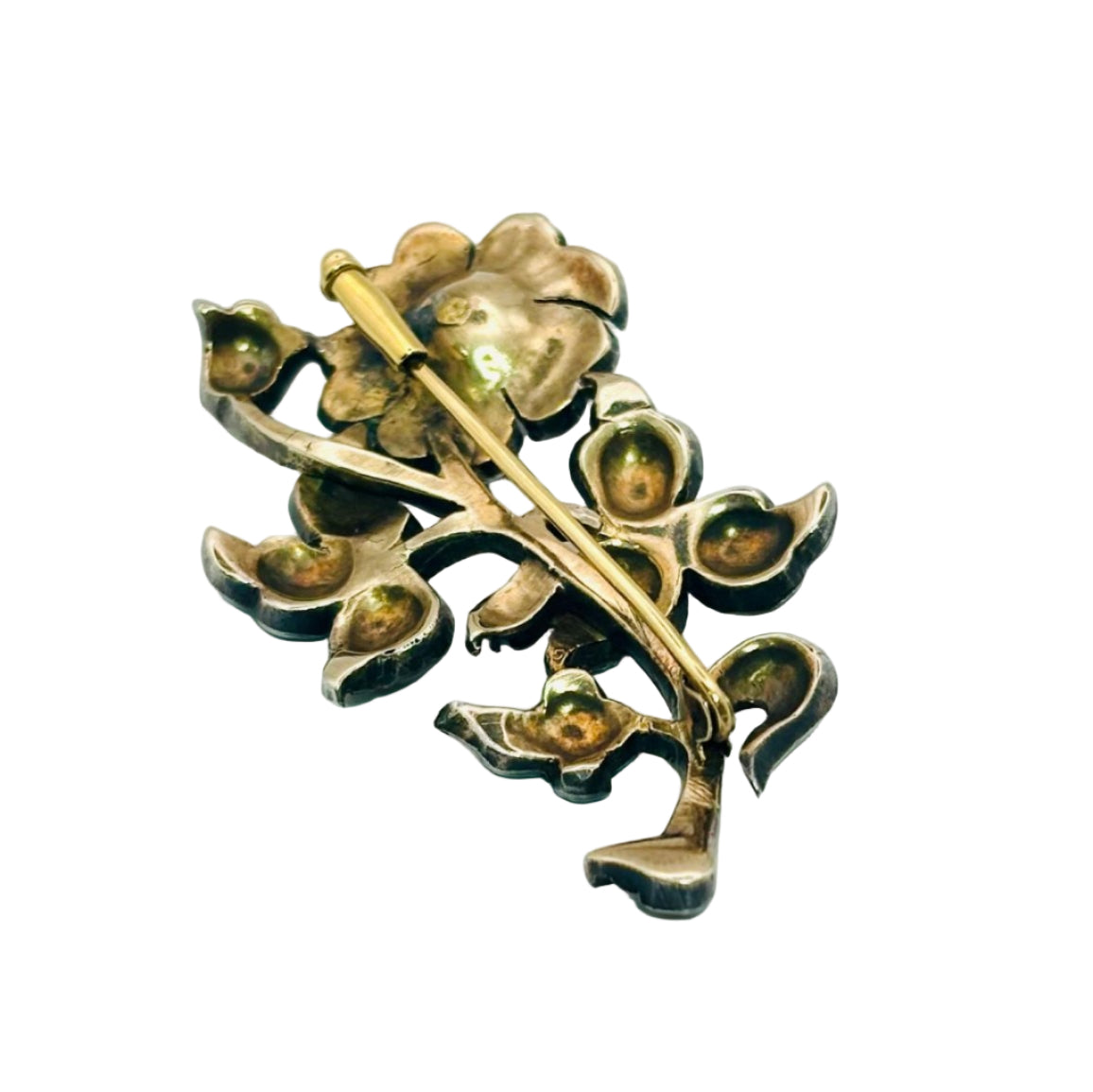 Broche ART DÉCO Floral en or et argent avec diamants - Castafiore