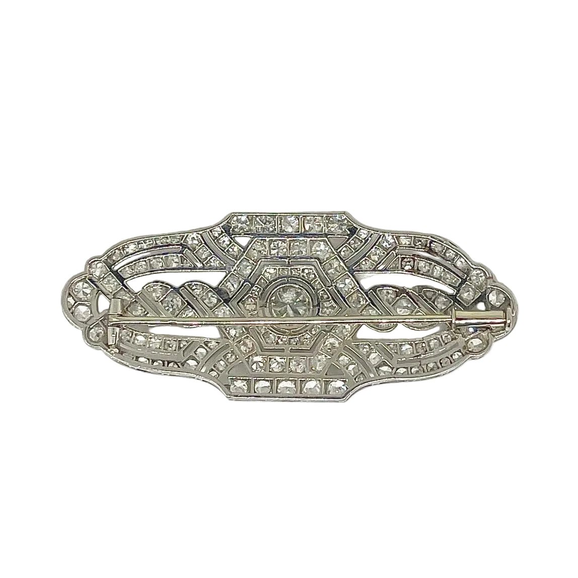 Broche Art Déco platine et 5,8 carats de diamants - Castafiore